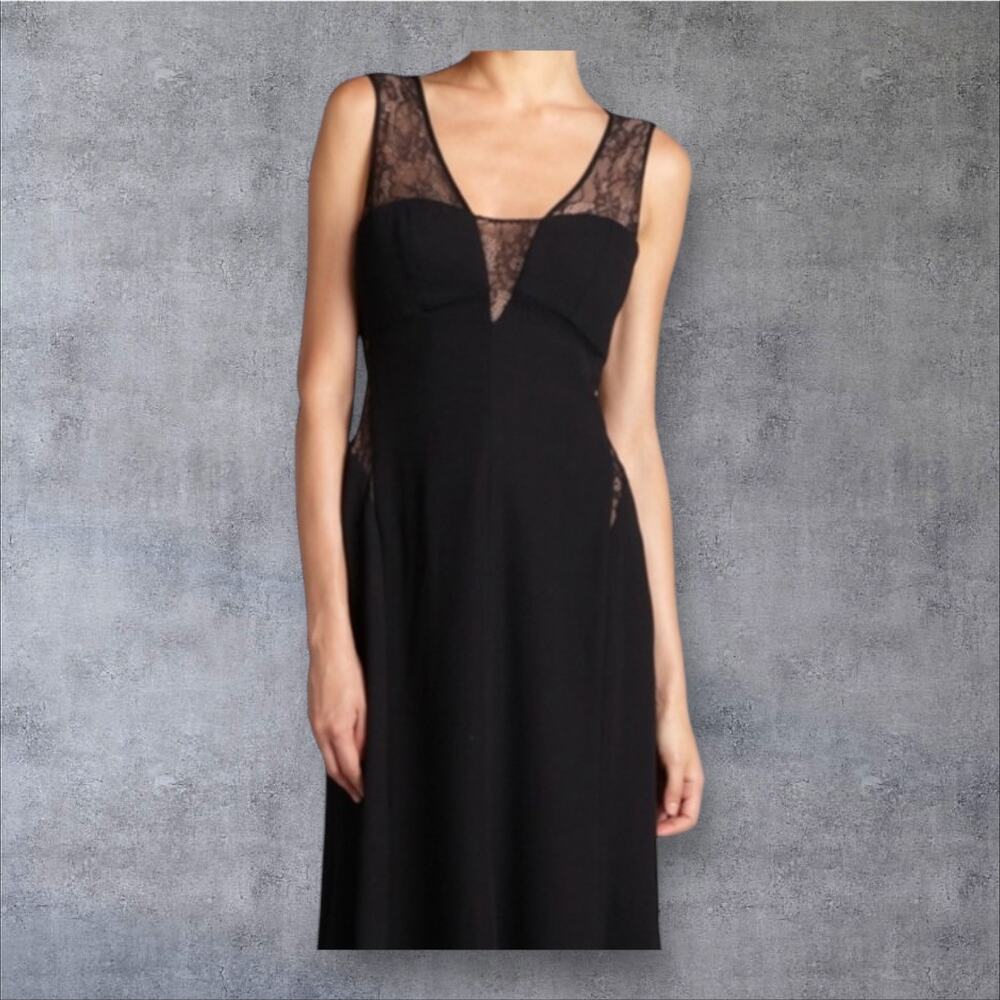 Max and Cleo Evening Gown 4 Black Mesh Sheer Panel Formal Event Elegant Maxi - Picture 1 of 8